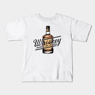 Whiskey Makes Me Frisky | Whiskey Bottle Kids T-Shirt